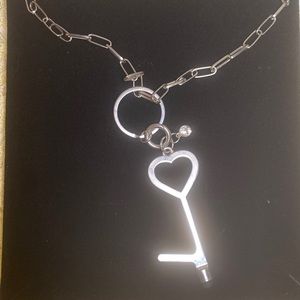 3/$15 Silver door opener stylus heart key chain link necklace